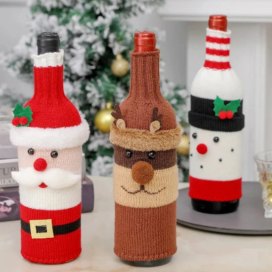 Christmas Bottle decoration, Wine Bottle Cases, Santa, Reindeer, Snowman 2024 Xmas Decor