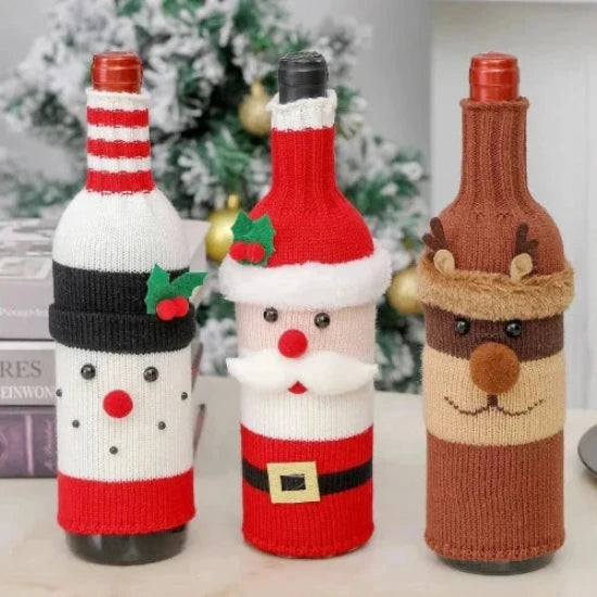 Christmas Bottle decoration, Wine Bottle Cases, Santa, Reindeer, Snowman 2024 Xmas Decor