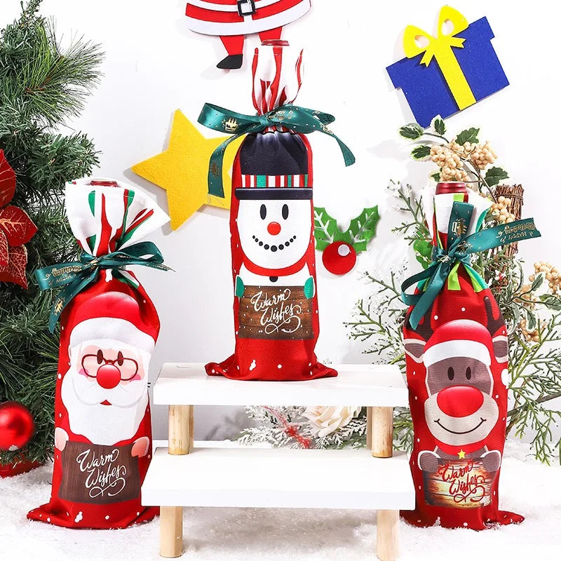 Christmas Bottle decoration, Wine Bottle Cases, Santa, Reindeer, Snowman 2024 Xmas Decor