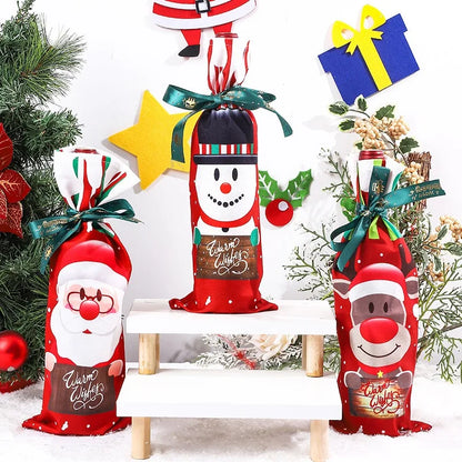 Christmas Bottle decoration, Wine Bottle Cases, Santa, Reindeer, Snowman 2024 Xmas Decor