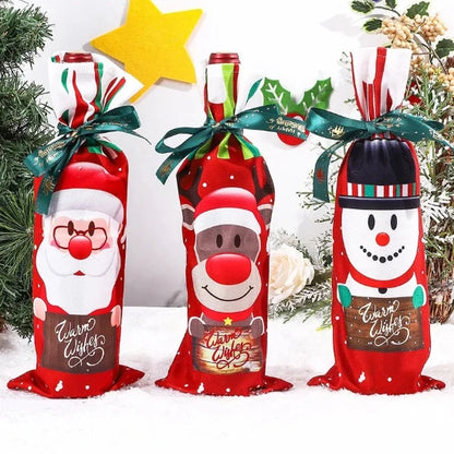 Christmas Bottle decoration, Wine Bottle Cases, Santa, Reindeer, Snowman 2024 Xmas Decor