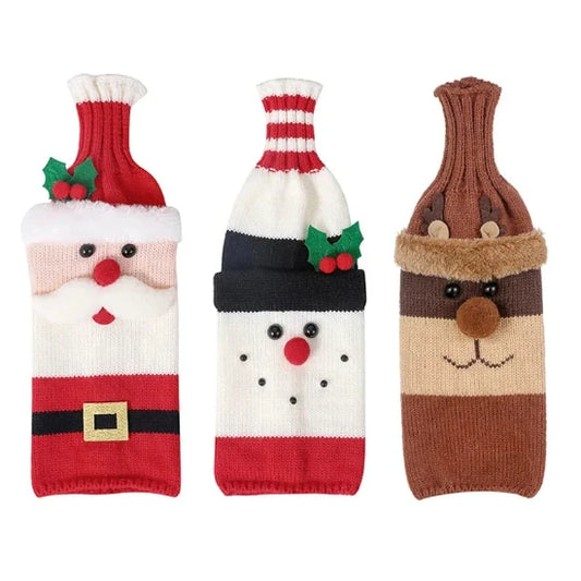 Christmas Bottle decoration, Wine Bottle Cases, Santa, Reindeer, Snowman 2024 Xmas Decor